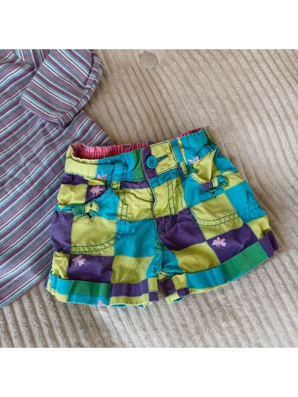 Vintage Y2K baby toddler girls colorful summer color pop 2pc outfit 12-18mo